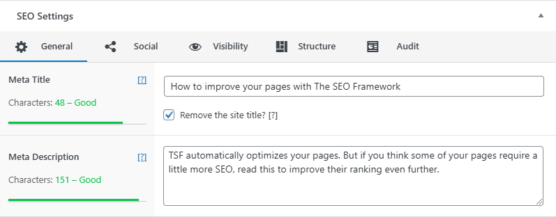 TSF's Page SEO meta box example